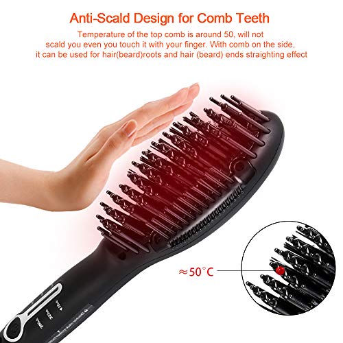 Beard Straightener Brush for Men - 2019 Quick Beard Styler Comb Ionic Electric Beard Straightening Heat Brush For Home & Travel