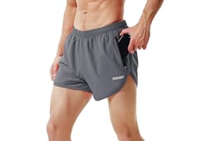 TENJOY Men's Running Shorts Gym Athletic Workout Shorts for Men 3 inch Sports Shorts with Zipper Pocket