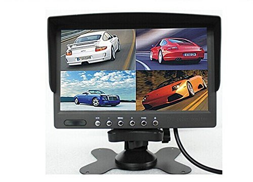 BONDWL DC12V-24V 7 inch 800 x 480 RGB Resolution 4 Split Quad LCD Screen Display Color Rear View Car Monitor Vehicle Backup Monitor for Car Truck Bus Reversing Camera