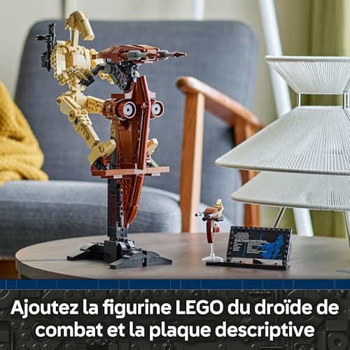 Star Wars 75428 La Menace Fantôme Droïde de Combat sur Son STAP - Jeu de Construction - Figurine de Droïde avec Speeder - Décoration - Cadeau Collector pour Garçon, Ado & Fans dès 12 Ans