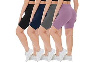 CAMPSNAIL 4 Pack Biker Shorts for Women High Waist - 5"/8" Tummy Control Soft Athletic Yoga Workout Running Gym Shorts