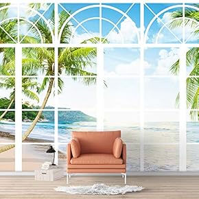 Wall Murals for Bedroom Vies from French Window Design Removable Wallpaper Peel and Stick Wall Stickers - 66x96 inches
