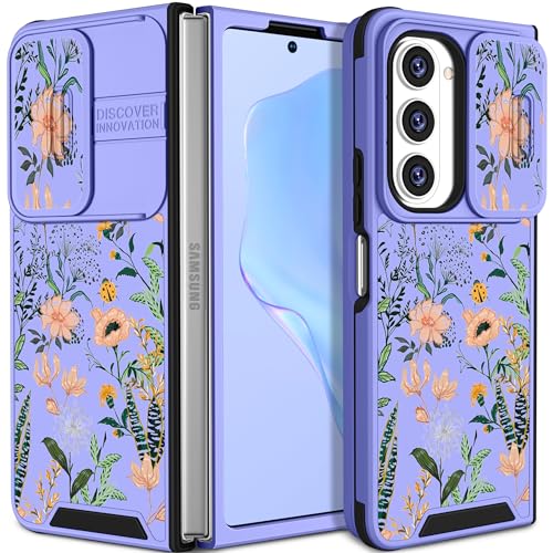 Funermei (2in1 for Samsung Galaxy Z Fold 5 Case for Women Girls Flowers Cute Phone Cover Pretty Aesthetic Floral Design Girly Luxury Funda for Samsung Z Fold 5 Cases 7.6'' (2023)