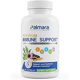 Palmara Health Premium Immune Support Supplement - 60 Vegan Capsules | 16-in-1 blend with L-Lysine, vitamin C, zinc and elderberry; vegan, gluten-free and lab tested