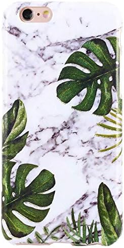 DICHEER iPhone 6 Case,iPhone 6s Case,Cute Palm Leaves Grey Marble for Women Girls Slim Fit Thin Clear Bumper Glossy TPU Soft Rubber Silicon Cover Protective Phone Case for iPhone 6/iPhone 6s