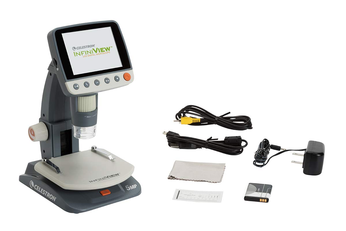 Celestron 44361 InfiniView LCD Digital Microscope, 4x-160x Magnification, Grey