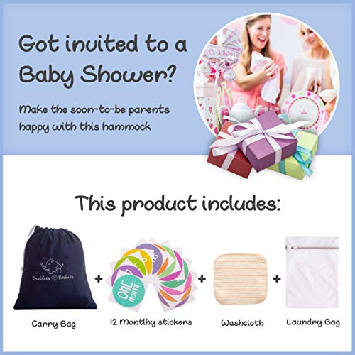 Buddies & Babies Baby Crib Hammock - Safety Crescent Mimics Womb Hanging Bed for Newborns - Best Infant Bed Sleeping with Mesh Support and Adjustable Straps - Great Baby Shower Gift Blue
