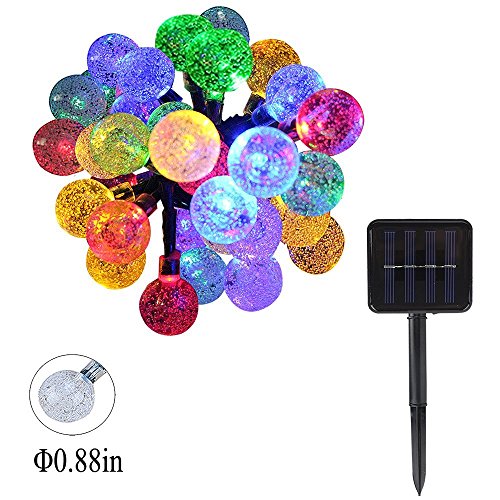 Globe String Lights Solar Powered Fairy Lights 30 LED 20ft Crystal Ball Christmas Garden Path Patio Home Décor Ambiance Lighting(Multicolor)