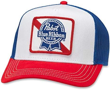 AMERICAN NEEDLE Pabst Blue Ribbon PBR Beer Baseball Hat, 5 Panel