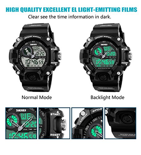 TONSHEN Mens Military Sport Watch Waterproof Multifunction Analog