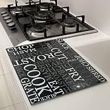 Acense Tempered Glass Worktop Saver 40 x 30 cm Black with White Writing view 4