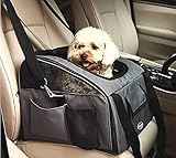 Pettom Pet Car Seat Carrier Airline Approved Dog Cat Lookout Booster Seat for Pets up to 15 lbs (Small, Grey)
