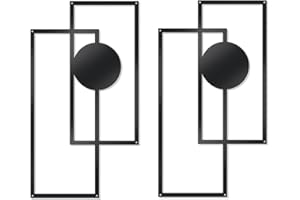 OYEFLY 2 Pcs Metal Abstract Wall Art,Modern Geometric Decor (Black, style 3)