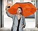 EEZ-Y Reverse Umbrella - Large, Inverted Umbrellas for Rain w/C-Shaped Non-Rust Handle for Men & Women, Windproof & Water Resistant - Orange