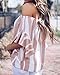 Chellysun Womens Off Shoulder Blouses Vertical Stripes Tie Knot Casual Chiffon T Shirt Tops