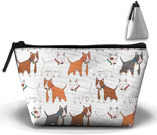 Lovely Bull Terrier Dog Animals Unisex Oxford Trapezoid Zipper Pouch Cute Young Tote Bag Travel Accessories Pouch