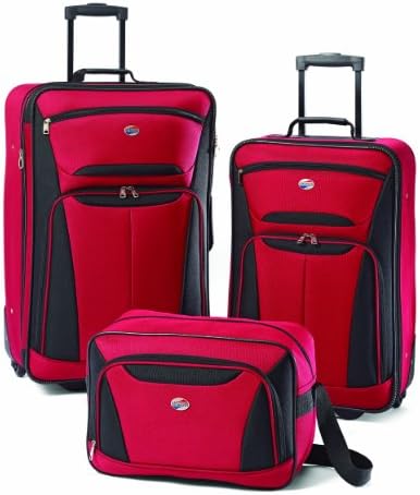 American Tourister Fieldbrook II Softside Upright Luggage Set, Red/Black, 3-Piece (tote/21/25) 1 American Tourister Fieldbrook II Softside Upright Luggage Set, Red/Black, 3-Piece (tote/21/25)