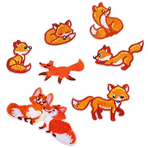 7 pcs Cute Little Fox Embroidery Lace Applique Fabric Sweater Clothes Patch Embroidery Stickers t-Shirt DIY Decoration