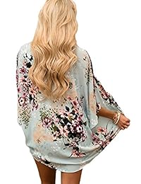 Chunoy - Kimono de gasa para mujer, diseño floral