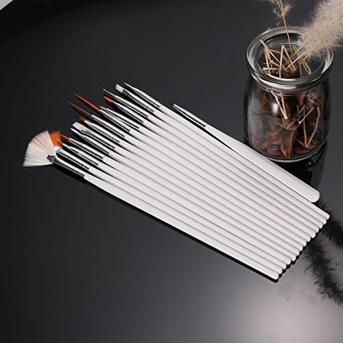 Nail Design Brushes - 15 pcs Professional Nail Art Brush Set Fake Nails Painting Drawing Pen Brushes for UV Nail Gel Polishing Draw Tool Pearl White - Nail Brush Set