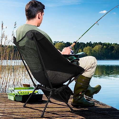Diealles Shine Folding Camping Chair, Portable Ultralight Folding Chair with Carry Bag, Camping Chairs for Outdoors, Garden, Beach, Fishing, Picnic, Travel, Orange