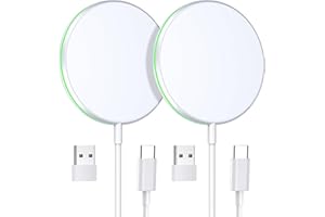 UMEIJA 2 Pack Magnetic Wireless Charger 15W Fast Apple Mag-Safe Charger for iPhone 16/15/14/13/12 Series Magnet Wireless Charging Pad for AirPods 3/2/Pro Mag Safe Charger with 5ft Dual Charging Port Cable