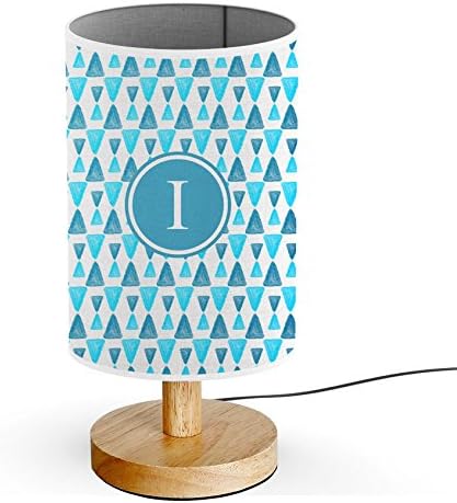 [ INITIAL LETTER I ] Monogram Name USB POWERED Wood Base Desk Table Bedside Lamp [ Watercolor Geometric ]