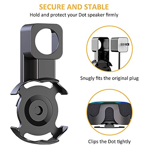 Comsoon Outlet Wall Mount Holder for 3rd Generation & Home Mini, Exposed Speaker, No Muffled Sound Space-Saving Accessories for Smart Home Speaker, Clever Dot Plug Without Mess Wires or Screws, Black - Thumbnail 4