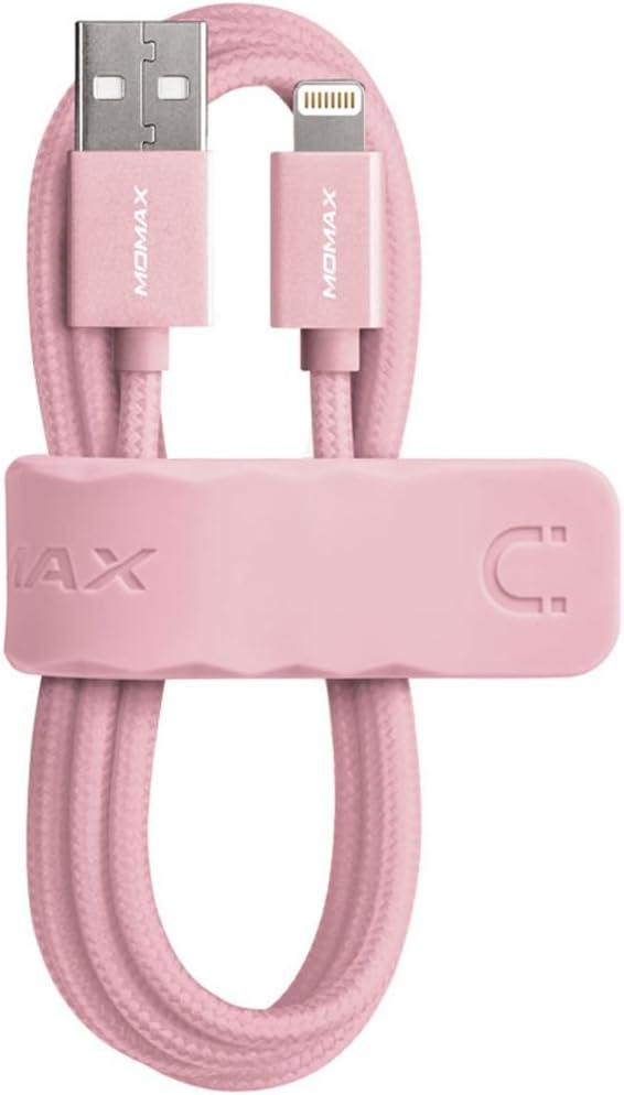 Amazon Com Mfi Certified Momax Lightning Cable 1m 2 4a Fast Charging Woven Braid Lightning To Usb Cable For Iphone 11 Pro Max Xs Max Xr Xs X 8 Plus Ipad Ipod Rose Gold Computers Accessories