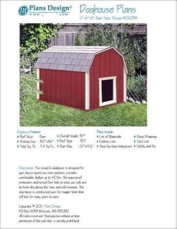 Dog House Project Plans Gambrel Barn Roof Style Pet Size Up To
