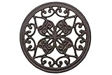Cast Iron Round Trivet with Vintage Pattern - Decorative Cast Iron Trivet For Rustic Kitchen Or Dining Table - 7 