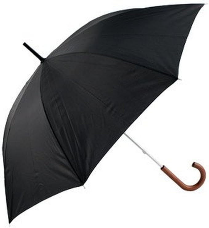 Incognito Gents Walking Umbrella with Wood Handle in Black