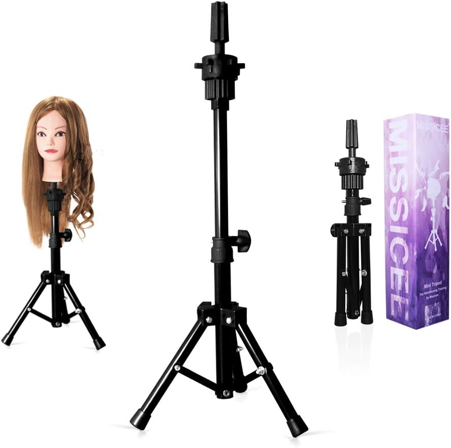 Mannequin Head, Missicee Stainless Steel Adjustable Tripod Stand Head Stand For Hairdressing Head Training Head Mannequin Head