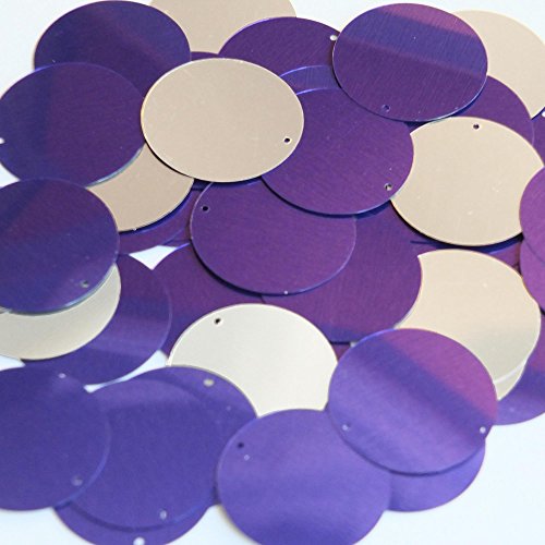 Sequin 30mm Round Purple Silver Couture loose Paillettes. Made in USA.