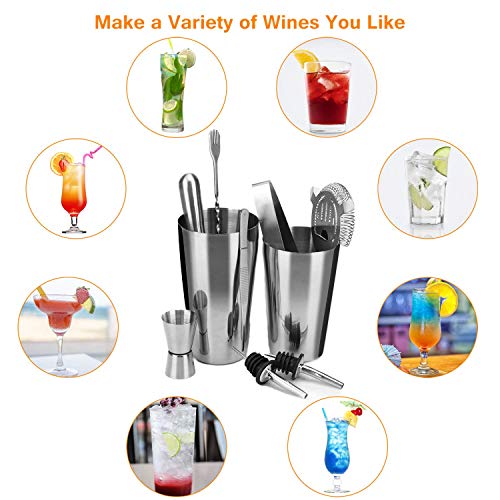 Boston Cocktail-Shaker-Set, Bar-Werkzeug-Set mit Bambus-Ständer, 80 ml / 570 ml Shaker-Set, perfektes Barkeeper-Set für… – Bild 4