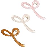 3 PCS Bow Hair Clips Exquisite Bow Hair Claw Clips Bowknot Hair Clip Jelly Color Large Hair Bows for Women Hair Accessories(MistyRose + Coffee + Pink)