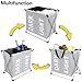 Chrislley X-Frame Double Laundry Basket 2 Section Oxford Dirty Laundry Hamper Sorter Waterproof with Handles（Beige
