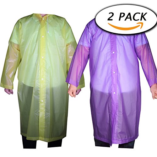Paxcoo 2 pcs reusable rain poncho with hood and sleeves for adult…