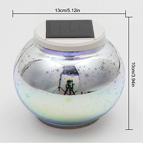 Color Changing Solar Powered Glass Ball Garden Lights, Aukora Solar Table Lights Waterproof Solar Led Night Light for Patio Garden Halloween Christmas Outdoor Decoration, Ideal Gift(Star Pattern) - Thumbnail 2
