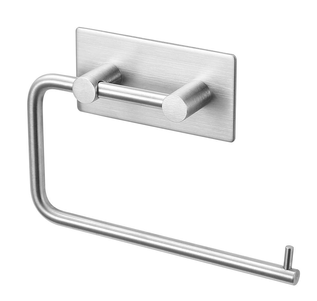 Toilettenpapierhalter für Badezimmer & Küche - Edelstahl Rostfrei, Gebürstetes Finish - Schwenkbarer Arm - Papierhalter Selbstklebend Kein Bohren Kein Werkzeug
