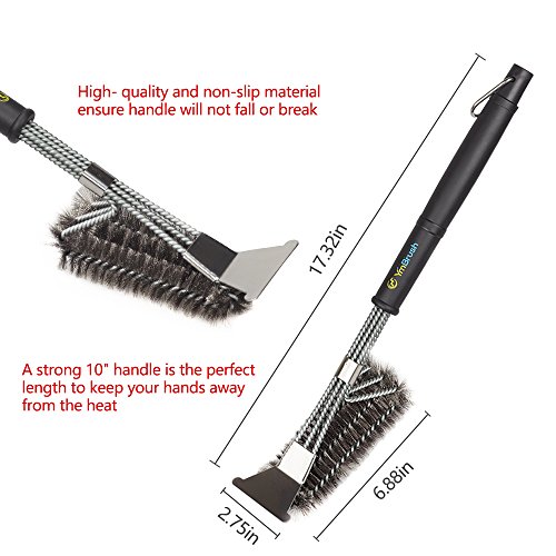 AOTOP Grill Brush and Scraper, BBQ Grill Brush Cleaner, 18'’ Stainless Steel Woven Wire 3 in 1, Barbecue Grill Cleaning Brush Kit 360° Rotation Clean Safe, Durable & Effective Barbecue Tool