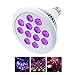 Black Light Bulbs, Mrhua 24W 12 LED Blacklight E26 PAR38 Glow in the Dark 385-400nm, Blacklight Bulb for Blacklight Party, DJ Stage Lighting, Birthday, Body Paint, Fluorescent, Neon Glow