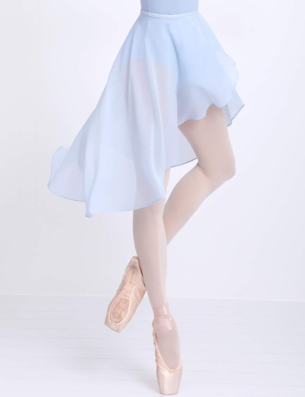 Daydance Women's Ballet Skirts Long Sheer Dance Skirts Black with Tie Waist: Clothing
