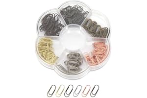 MEI YI TIAN 300 Metal Mini Paper Clip Super Cute Tiny Paperclips 3/5 Inch 6 Colors Bronze Gold Steel Clips in Plum Blossom Shape Clear Acrylic Paper Clips Holder for Office School Home Desk Organizers