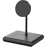 Scosche BaseLynx 2.0 2-in-1 Fast Charging Station, 15W Qi2 MagSafe Charger Stand and 5W Wireless Charging Pad for AirPods, Phone Charger Compatible with Apple iPhone 16/15/14/13/12 Samsung S25, Black