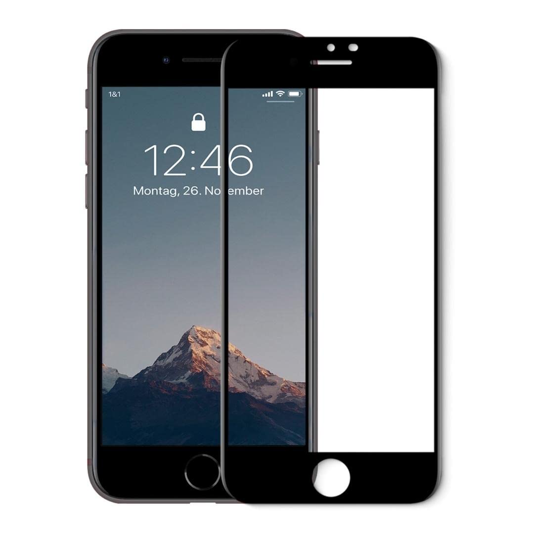 Woodcessories - Screen Protector compatible with iPhone SE 2020/8 / 7/6(s) - 3D Premium Tempered Glass, Black