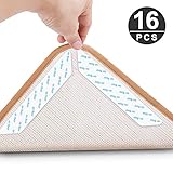 Rug Grippers, KOMAKE 16 Pcs Area Rug Gripper Tape Non Slip Carpet Gripper Anti Curling Rug Tape Washable Renewable Rug Pad Skid Tape for Hardwood Floors, Carpets, Area Rugs and Mats