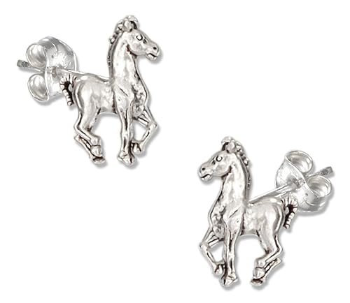 Sterling Silver Mini Prancing Horse Earrings On Stainless Steel Postsnuts