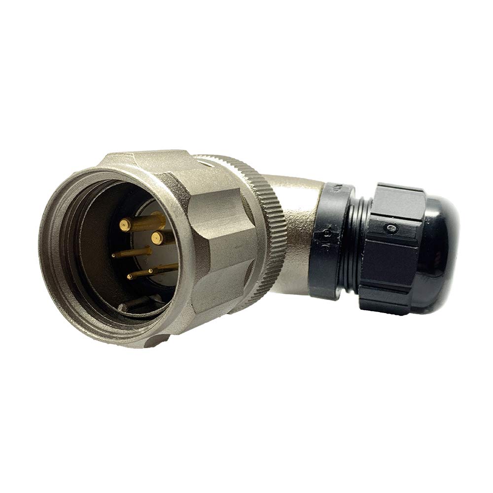 CEEP 920825D000PB00 Circular Connector, Angled Plug, 25D Insulator, Male, 9-14mm Adjustable Cable Gland, Nickel Finish