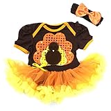 Baby Thanksgiving Bling Turkey Orange Yellow Bodysuit Tutu